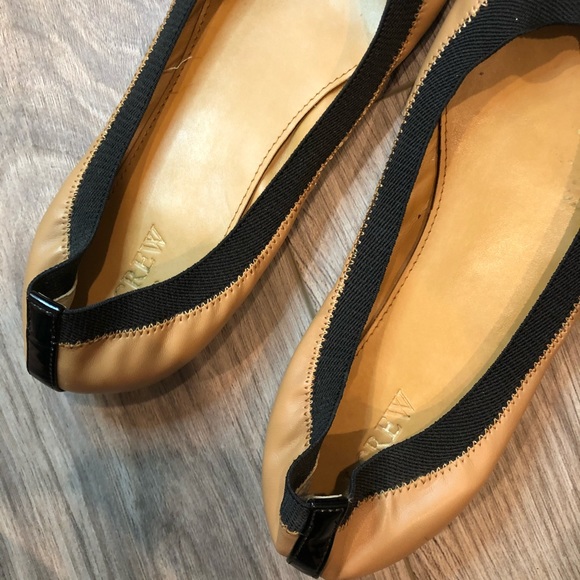 J.Crew Tan & Black Patent Cap Toe Ballet Flats - Picture 6 of 16